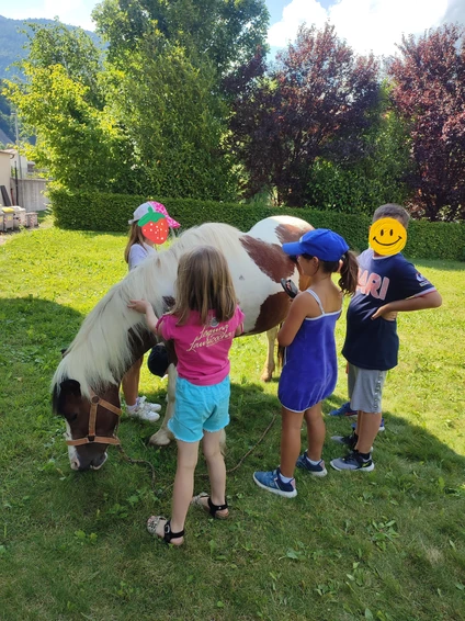 Weg zur Annäherung an das Pferd für Kinder mit Null-Kilometer-Snack im Trentino 4